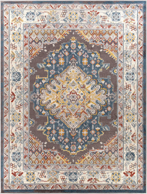 Livabliss Ankara Traditional Medallion Polypropylene Area Rug Soft Pile for Living Dining Rooms Dark Blue, Ice 7'10" x 10'2" AKR2302-710103