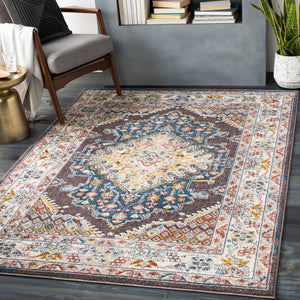 Livabliss Ankara Traditional Medallion Polypropylene Area Rug Soft Pile for Living Dining Rooms Dark Blue, Ice 7'10" x 10'2" AKR2302-710103
