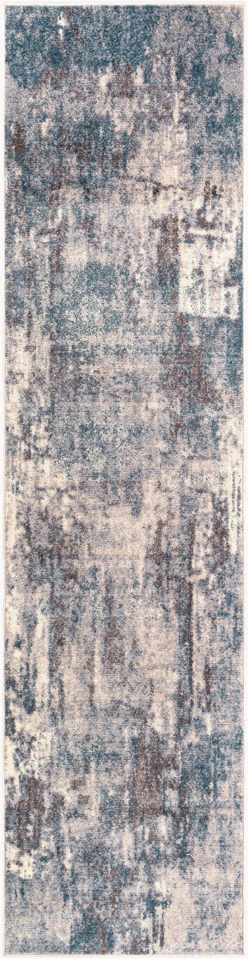 Livabliss Ankara Geometric Polypropylene Area Rug Woven in Turkey for Modern Entryways Dark Blue, Crea 2'7" x 10' AKR2307-2710