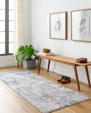 Livabliss Ankara Geometric Polypropylene Area Rug Woven in Turkey for Modern Entryways Dark Blue, Crea 2'7" x 7'3" AKR2307-2773