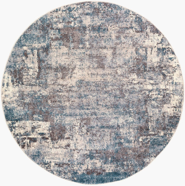Livabliss Ankara Geometric Polypropylene Area Rug Woven in Turkey for Modern Entryways Dark Blue, Crea 5'3" x 5'3" AKR2307-53RD