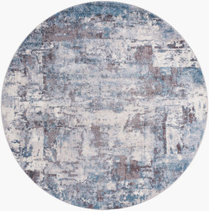 Livabliss Ankara Geometric Polypropylene Area Rug Woven in Turkey for Modern Entryways Dark Blue, Crea 6'7" x 6'7" Round AKR2307-67RD