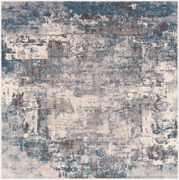 Livabliss Ankara Geometric Polypropylene Area Rug Woven in Turkey for Modern Entryways Dark Blue, Crea 6'7" x 6'7" Square AKR2307-67SQ
