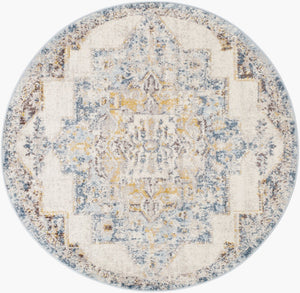 Livabliss Ankara Traditional Polypropylene Accent Rug Woven in Turkey for Entryways and Hallways Ice Blue, Mediu 5'3" x 5'3" AKR2309-53RD
