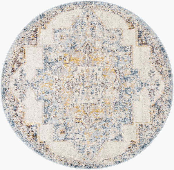 Livabliss Ankara Traditional Polypropylene Accent Rug Woven in Turkey for Entryways and Hallways Ice Blue, Mediu 5'3" x 5'3" AKR2309-53RD