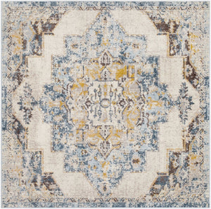Livabliss Ankara Traditional Polypropylene Accent Rug Woven in Turkey for Entryways and Hallways Ice Blue, Mediu 6'7" x 6'7" Square AKR2309-67SQ