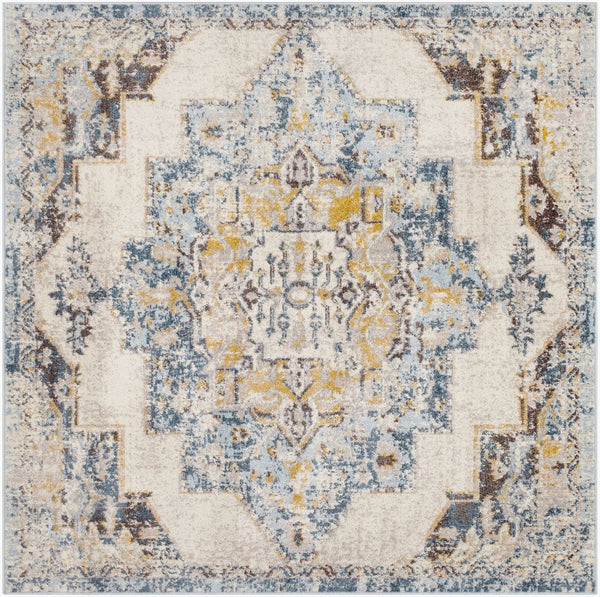 Livabliss Ankara Traditional Polypropylene Accent Rug Woven in Turkey for Entryways and Hallways Ice Blue, Mediu 6'7" x 6'7" Square AKR2309-67SQ