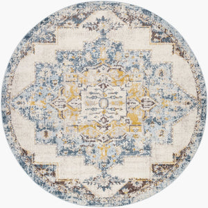 Livabliss Ankara Traditional Polypropylene Accent Rug Woven in Turkey for Entryways and Hallways Ice Blue, Mediu 7'10" x 7'10" Round AKR2309-710RD