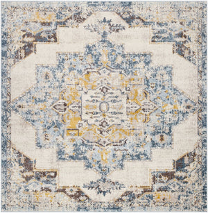 Livabliss Ankara Traditional Polypropylene Accent Rug Woven in Turkey for Entryways and Hallways Ice Blue, Mediu 7'10" x 7'10" Square AKR2309-710SQ