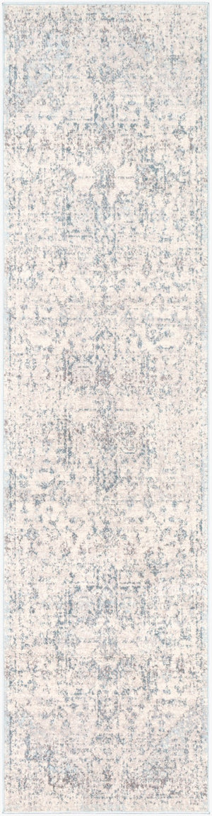 Livabliss Ankara Turkish Medallion Runner Rug Polypropylene Pile for Hallway or Entryway Ice Blue, Blue 2'7" x 10' AKR2310-2710
