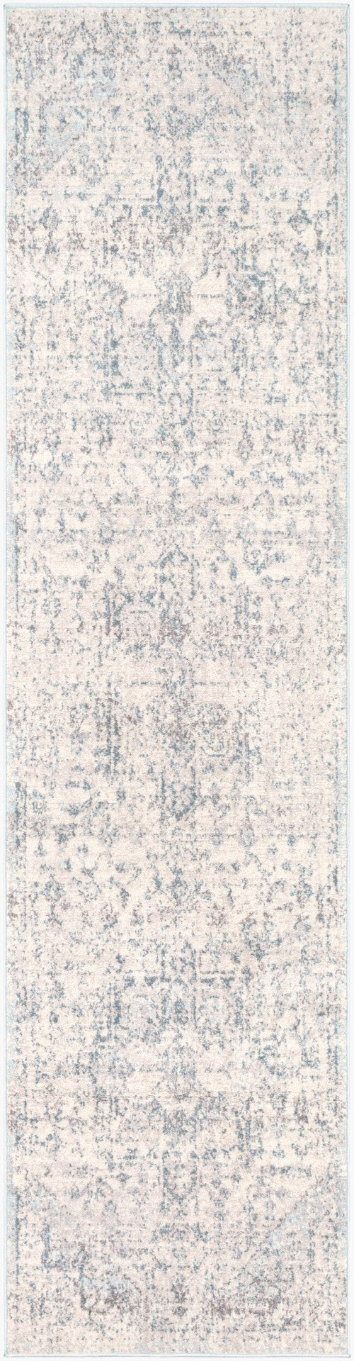 Livabliss Ankara Turkish Medallion Runner Rug Polypropylene Pile for Hallway or Entryway Ice Blue, Blue 2'7" x 10' AKR2310-2710