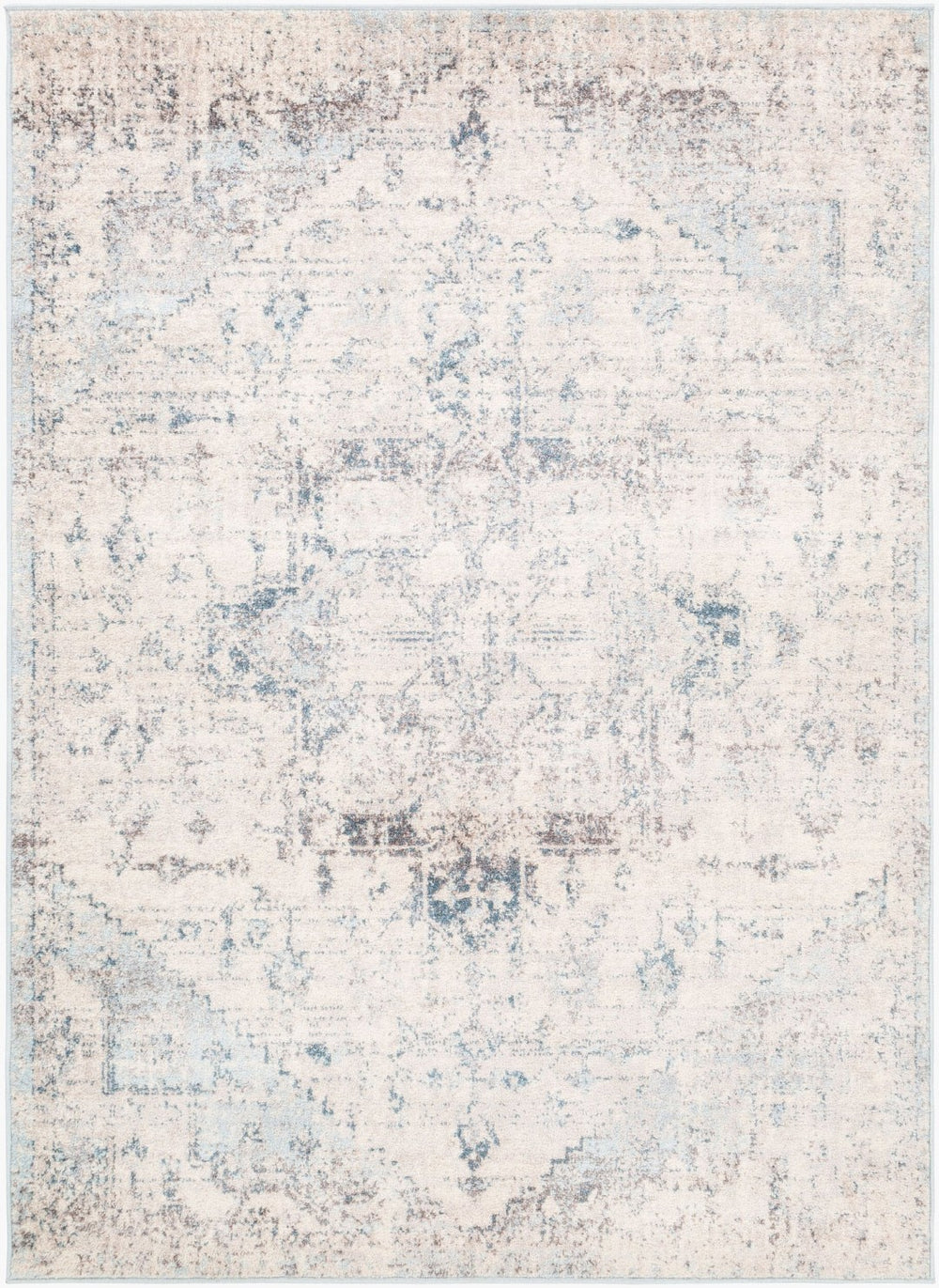 Livabliss Ankara Turkish Medallion Runner Rug Polypropylene Pile for Hallway or Entryway Ice Blue, Blue 6'7" x 9' AKR2310-679
