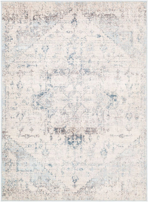 Livabliss Ankara Turkish Medallion Runner Rug Polypropylene Pile for Hallway or Entryway Ice Blue, Blue 6'7" x 9' AKR2310-679