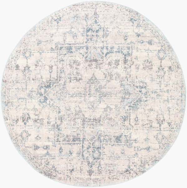 Livabliss Ankara Turkish Medallion Runner Rug Polypropylene Pile for Hallway or Entryway Ice Blue, Blue 5'3" x 5'3" AKR2310-53RD