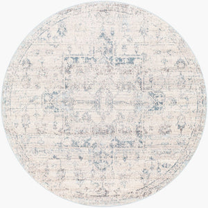 Livabliss Ankara Turkish Medallion Runner Rug Polypropylene Pile for Hallway or Entryway Ice Blue, Blue 6'7" x 6'7" AKR2310-67RD