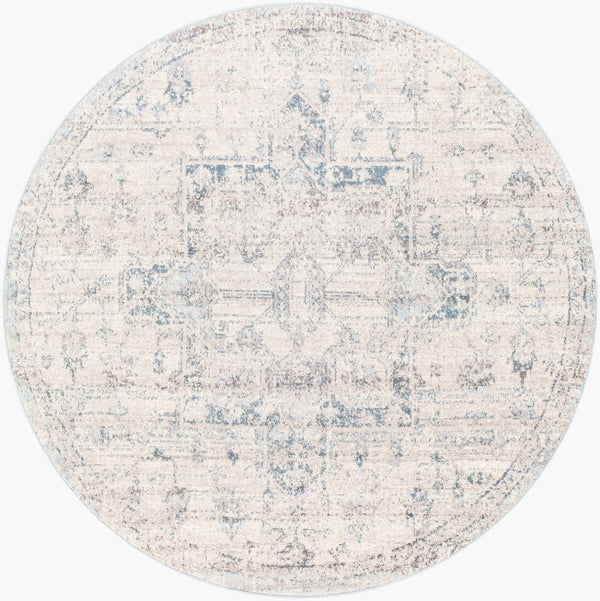 Livabliss Ankara Turkish Medallion Runner Rug Polypropylene Pile for Hallway or Entryway Ice Blue, Blue 6'7" x 6'7" AKR2310-67RD