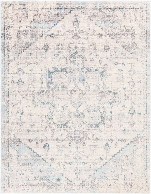 Livabliss Ankara Turkish Medallion Runner Rug Polypropylene Pile for Hallway or Entryway Ice Blue, Blue 7'10" x 10'2" AKR2310-710103