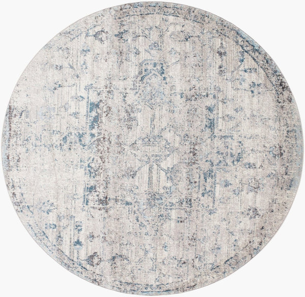 Livabliss Ankara Turkish Medallion Runner Rug Polypropylene Pile for Hallway or Entryway Ice Blue, Blue 7'10" x 7'10" AKR2310-710RD