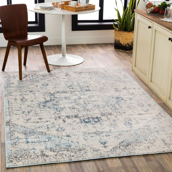 Livabliss Ankara Turkish Medallion Runner Rug Polypropylene Pile for Hallway or Entryway Ice Blue, Blue 6'7" x 9' AKR2310-679