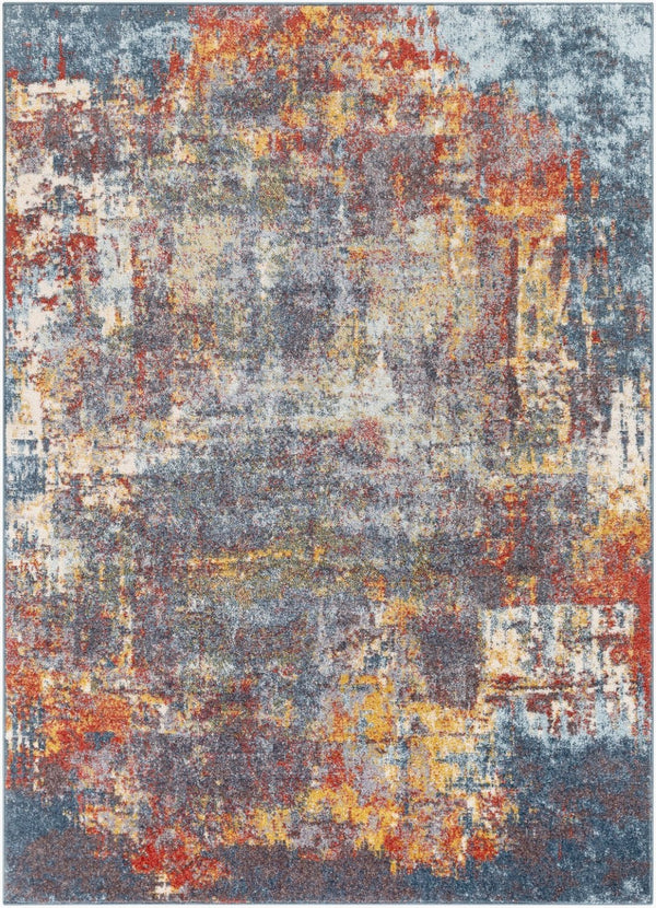 Livabliss Ankara Geometric Area Rug Turkish Woven Polypropylene for Living Room High Traffic Dark Blue, Ice 5'3" x 7' AKR2315-5373