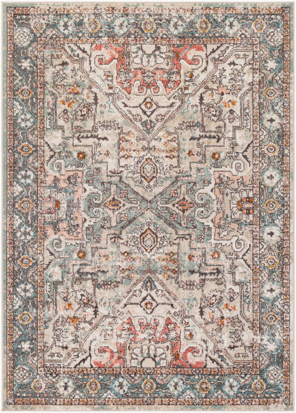 Livabliss Ankara Traditional Turkish Geometric Floral Polypropylene Area Rug for Living Rooms AKR2326-5373