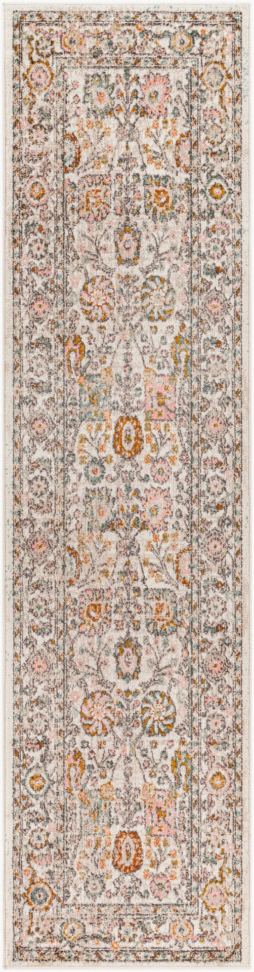 Livabliss Ankara Traditional Medallion Polypropylene Accent Rug for Entryways and Hallways Dusty Pink, Whi 2'7" x 10' AKR2332-2710