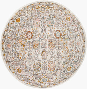 Livabliss Ankara Traditional Medallion Polypropylene Accent Rug for Entryways and Hallways Dusty Pink, Whi 7'10" x 7'10" Round AKR2332-710RD