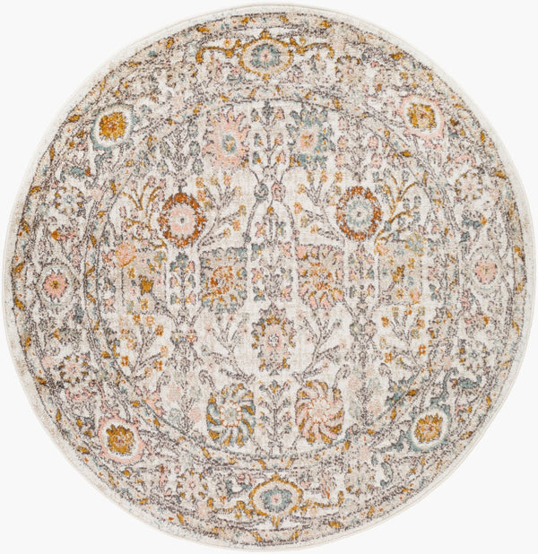 Livabliss Ankara Traditional Medallion Polypropylene Accent Rug for Entryways and Hallways Dusty Pink, Whi 7'10" x 7'10" Round AKR2332-710RD