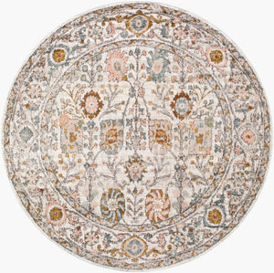 Livabliss Ankara Traditional Medallion Polypropylene Accent Rug for Entryways and Hallways Dusty Pink, Whi 6'7" x 6'7" Round AKR2332-67RD