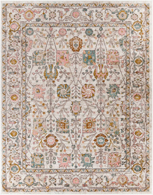 Livabliss Ankara Traditional Medallion Polypropylene Accent Rug for Entryways and Hallways Dusty Pink, Whi 7'10" x 10'2" AKR2332-710103