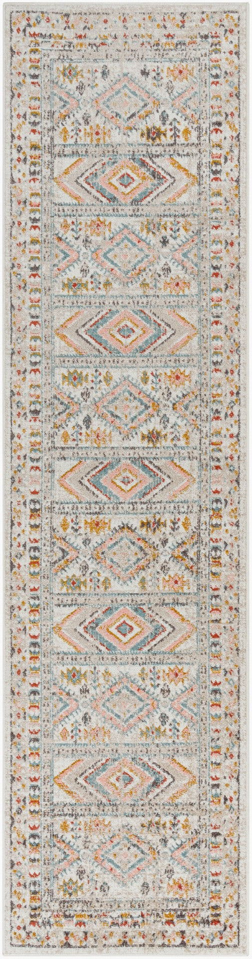 Livabliss Ankara Traditional Medallion Polypropylene Accent Rug for Entryways and Hallways Dusty Pink, Sky 2'7" x 10' AKR2336-2710