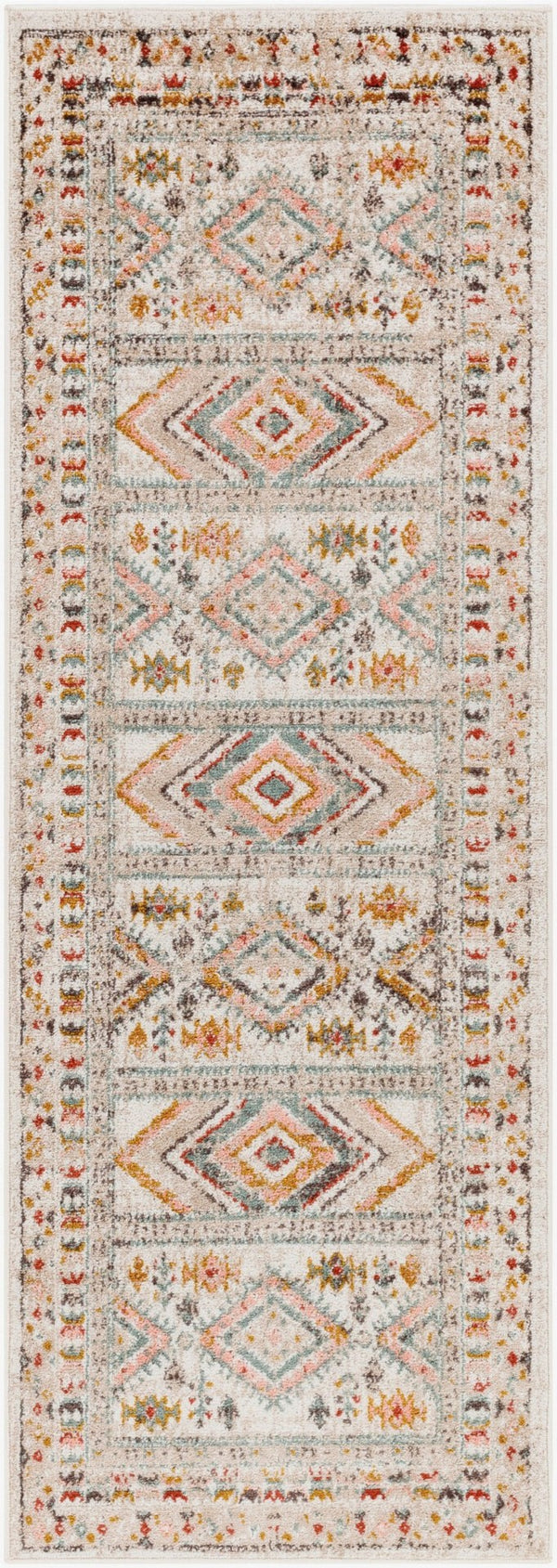 Livabliss Ankara Traditional Medallion Polypropylene Accent Rug for Entryways and Hallways Dusty Pink, Sky 2'7" x 7'3" AKR2336-2773