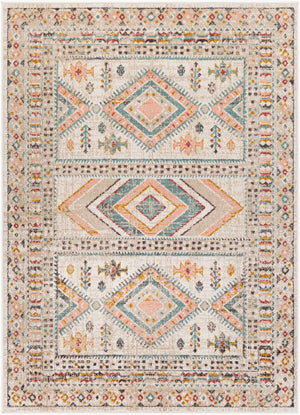 Livabliss Ankara Traditional Medallion Polypropylene Accent Rug for Entryways and Hallways Dusty Pink, Sky 6'7" x 9' AKR2336-679