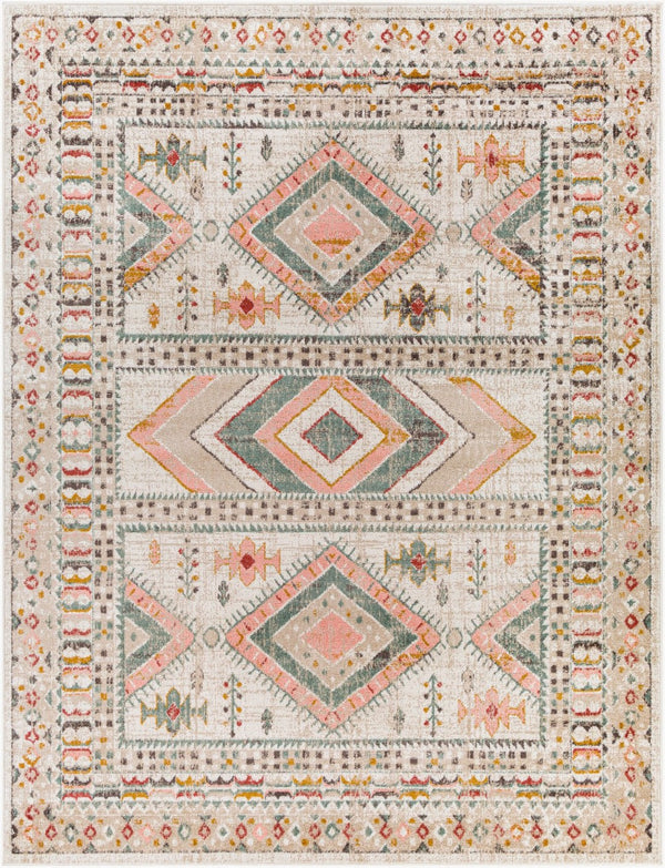 Livabliss Ankara Traditional Medallion Polypropylene Accent Rug for Entryways and Hallways Dusty Pink, Sky 7'10" x 10'2" AKR2336-710103