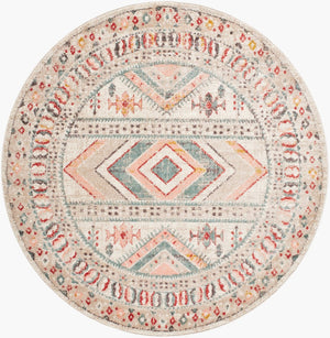 Livabliss Ankara Traditional Medallion Polypropylene Accent Rug for Entryways and Hallways Dusty Pink, Sky 7'10" x 7'10" Round AKR2336-710RD