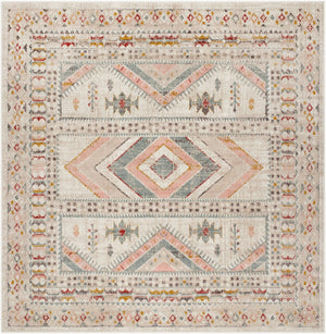 Livabliss Ankara Traditional Medallion Polypropylene Accent Rug for Entryways and Hallways Dusty Pink, Sky 7'10" x 7'10" Square AKR2336-710SQ