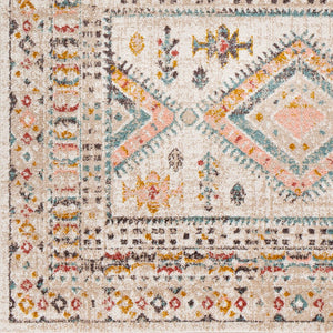 Livabliss Ankara Traditional Medallion Polypropylene Accent Rug for Entryways and Hallways Dusty Pink, Sky 5'3" x 5'3" AKR2336-53RD