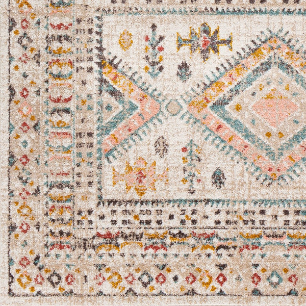 Livabliss Ankara Traditional Medallion Polypropylene Accent Rug for Entryways and Hallways Dusty Pink, Sky 5'3" x 5'3" AKR2336-53RD