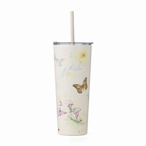 Lenox Butterfly Meadow Cream Stainless Steel Tumbler With Straw NO COLOR METAL 895736