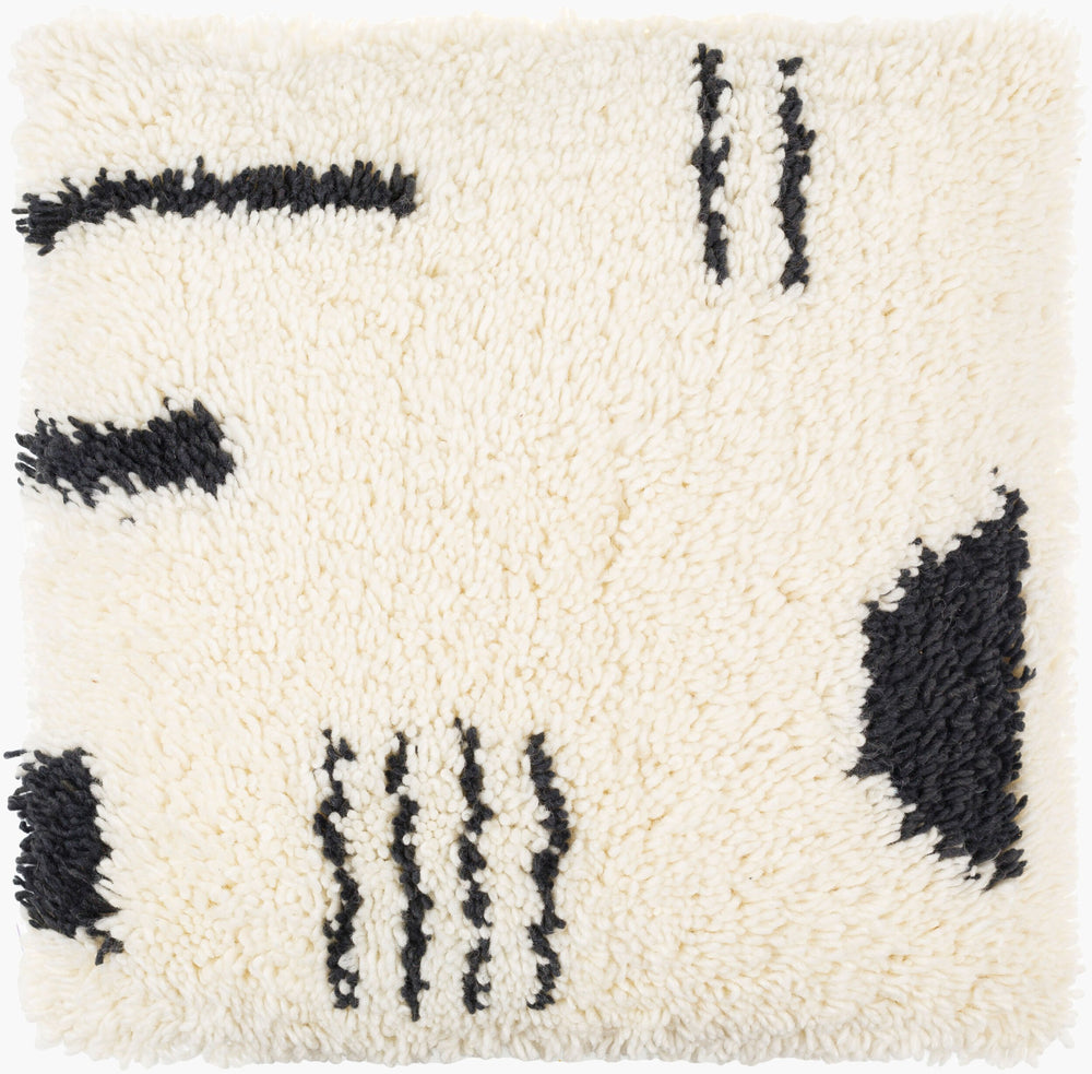 Surya Aksel 18"L X 18"W Modern Accent Pillow - Luxurious Wool-cotton Blend For Stylish Home Decor Ivory Wool,Cotton,Cotton Aks002-2020d