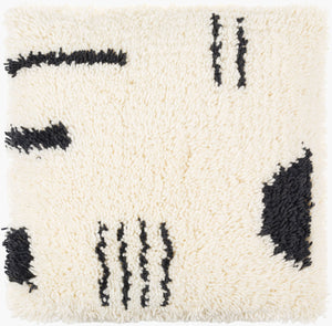 Surya Aksel 18"L X 18"W Modern Accent Pillow - Luxurious Wool-cotton Blend For Stylish Home Decor Ivory Wool,Cotton,Cotton Aks002-2020d