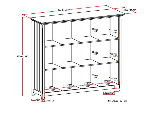 English Elm Acadian 12-Cube Storage Unit In Distressed Grey - Rustic Solid Wood Organizer For Any Room B136P158285
