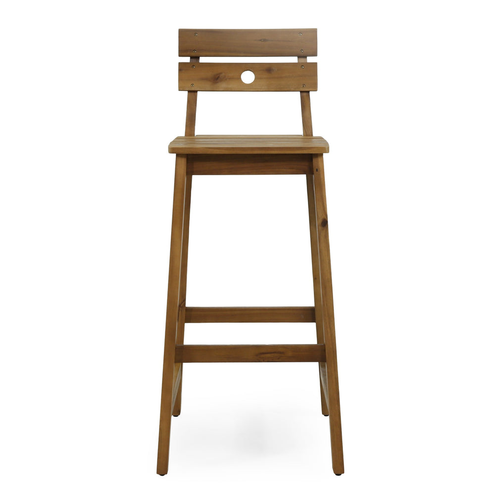 English Elm Christopher Knight Home® - ASHLYN Acacia Barstools Set of 2 - Rustic Teak Finish Outdoor/Indoor Stools with Backs, 400 lb Capacity 71890.00