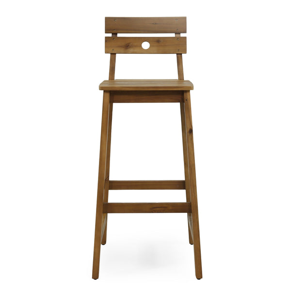 English Elm Christopher Knight Home® - ASHLYN Acacia Barstools Set of 2 - Rustic Teak Finish Outdoor/Indoor Stools with Backs, 400 lb Capacity 71890.00