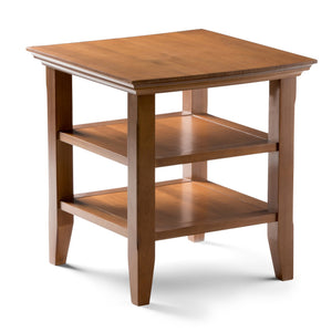 English Elm Acadian End Table - Elegant Solid Wood Design In Light Golden Brown With Open Shelves For Storage B136P159399