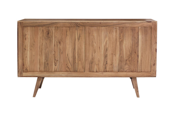 Porter Designs Porter Fusion Solid Sheesham Wood Dresser Table With Mid-century Flair & Unique Architectural Mirror Light Brown Wood 04-117-01-6750n