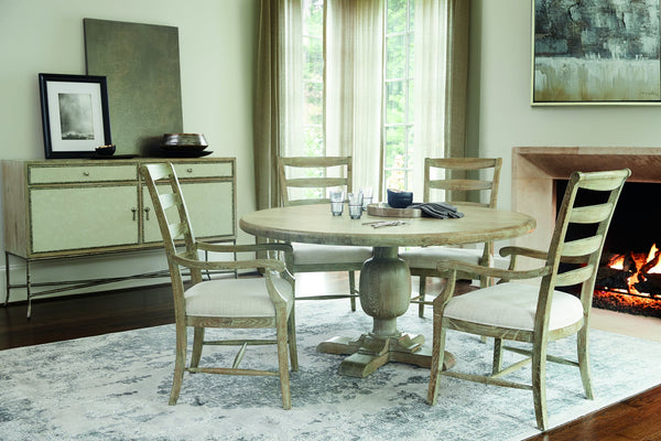 Bernhardt Bernhardt Rustic Patina Ladderback Side Chair Sand Finish — Cerused White Oak, Upholstered Slip Seat, Distressed Elegance 387555