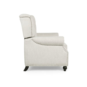 English Elm Christopher Knight Home® - Button Button Tufted Heavy Duty Manual Push-Back Recliner Chair with Nailhead Accents and Comfort Backrest Beige 71976.00