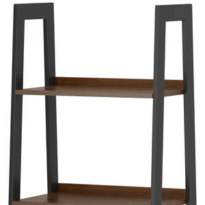English Elm Sawhorse - Mid-Century Industrial Ladder Shelf With Walnut Veneer & Charcoal Metal Frame - Versatile Storage B136P159591-GIGA