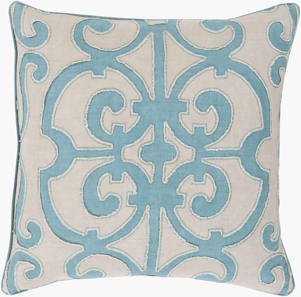 Surya Amelia Accent Pillow - 18"X18" Traditional Linen Decor For Cozy Elegance & Easy Care Home Style Aqua Linen,Linen Al002-1818p